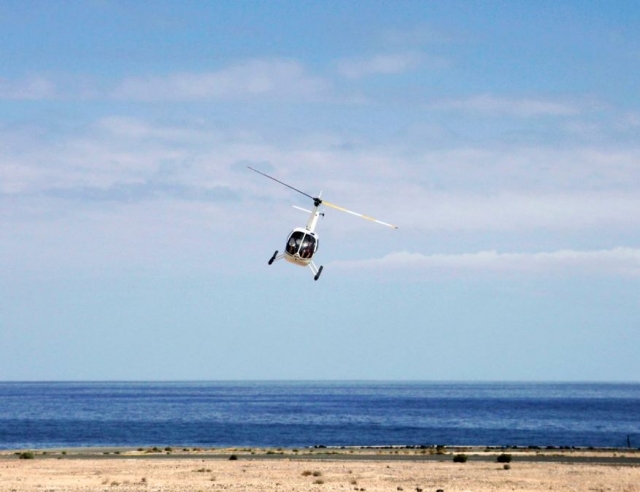 Viendo llegar el helicoptero
